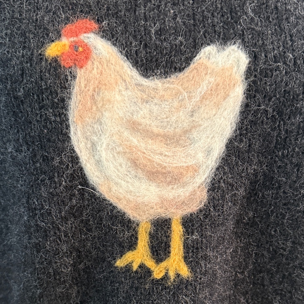 111 State Charcoal Grey handmade Needle felted chicken wool sweater - Picture 3 of 7